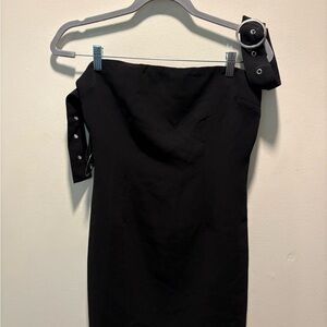 3/$30 Forever 21 Edgy Buckle Strap Strapless Mini Dress | Black Size M